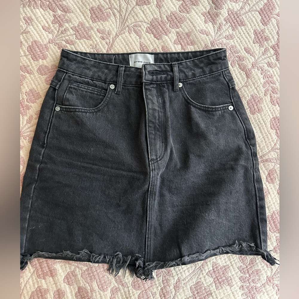 Black denim mini skirt